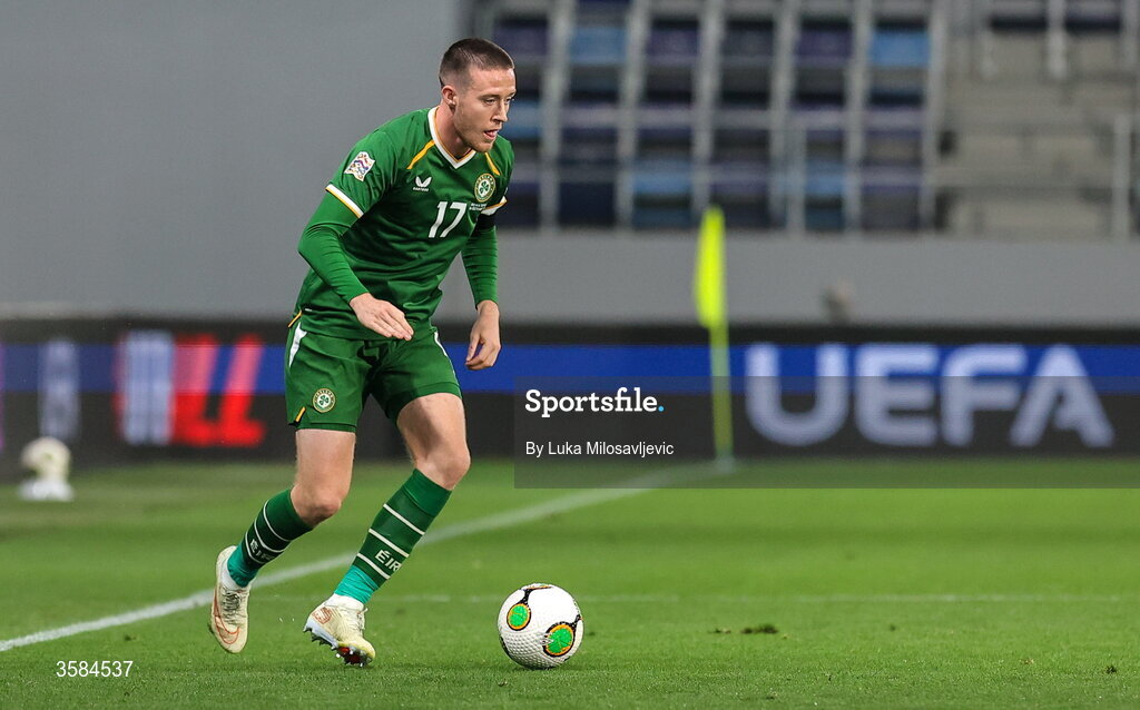 4 October 2026; Jack Moylan of Republic of Ireland during the UEFA Nations League B match between the Republic of Ireland and Israel at TSC Arena in Backa Topola, Serbia. Photo by Luka Milosavljevic/Sportsfile
