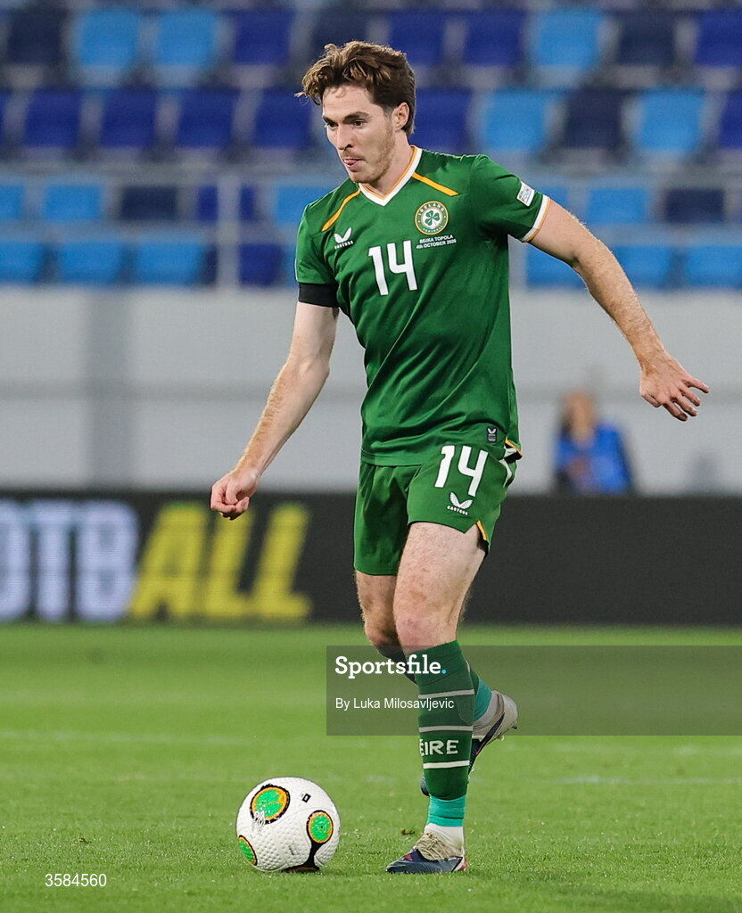 4 October 2026; Conor Coventry of Republic of Ireland during the UEFA Nations League B match between the Republic of Ireland and Israel at TSC Arena in Backa Topola, Serbia. Photo by Luka Milosavljevic/Sportsfile