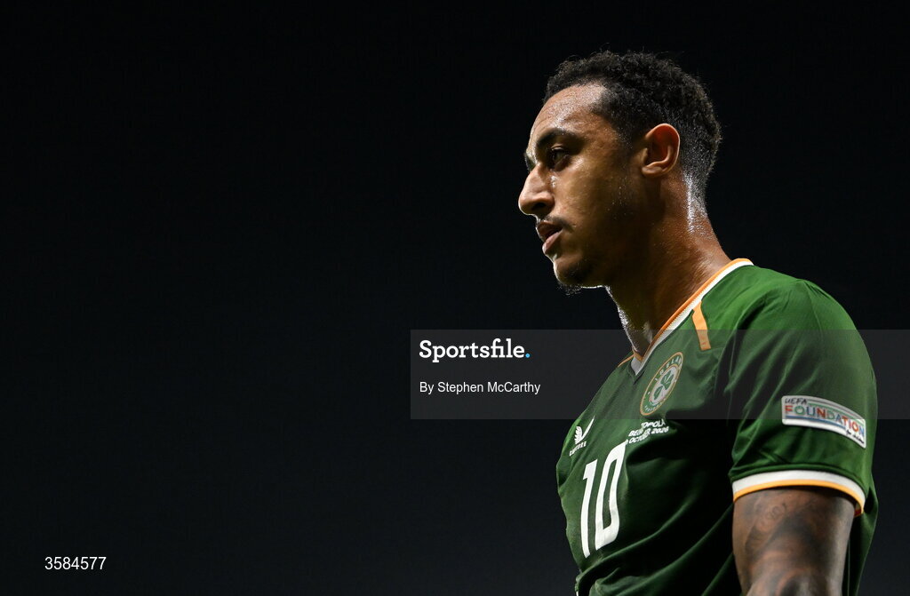 4 October 2026; Adam Idah of Republic of Ireland during the UEFA Nations League B match between the Republic of Ireland and Israel at TSC Arena in Backa Topola, Serbia. Photo by Stephen McCarthy/Sportsfile