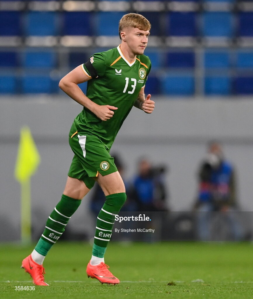 4 October 2026; Joel Bagan of Republic of Ireland during the UEFA Nations League B match between the Republic of Ireland and Israel at TSC Arena in Backa Topola, Serbia. Photo by Stephen McCarthy/Sportsfile