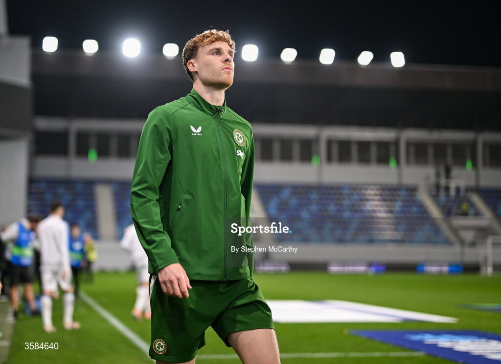 4 October 2026; Jake O'Brien of Republic of Ireland before the UEFA Nations League B match between the Republic of Ireland and Israel at TSC Arena in Backa Topola, Serbia. Photo by Stephen McCarthy/Sportsfile