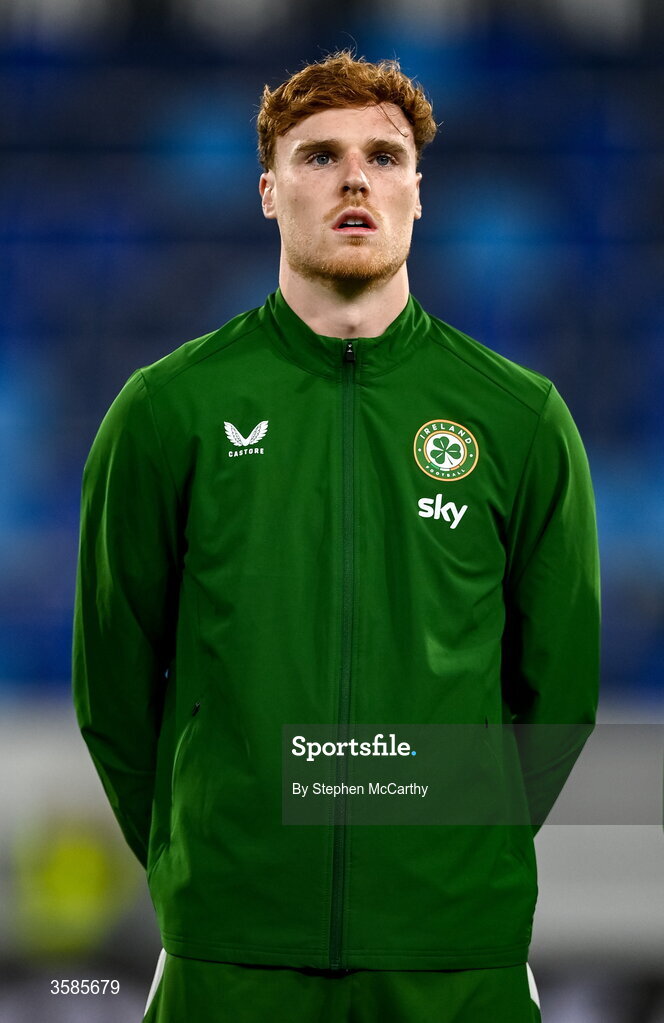 4 October 2026; Jake O'Brien of Republic of Ireland before the UEFA Nations League B match between the Republic of Ireland and Israel at TSC Arena in Backa Topola, Serbia. Photo by Stephen McCarthy/Sportsfile