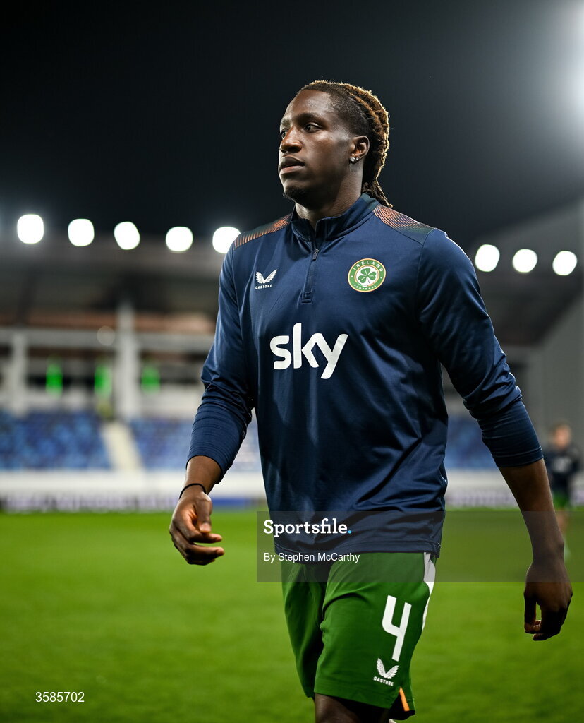 4 October 2026; Bosun Lawal of Republic of Ireland returns to the dressing room before the UEFA Nations League B match between the Republic of Ireland and Israel at TSC Arena in Backa Topola, Serbia. Photo by Stephen McCarthy/Sportsfile