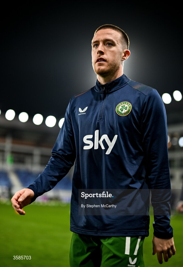 4 October 2026; Jack Moylan of Republic of Ireland returns to the dressing room before the UEFA Nations League B match between the Republic of Ireland and Israel at TSC Arena in Backa Topola, Serbia. Photo by Stephen McCarthy/Sportsfile