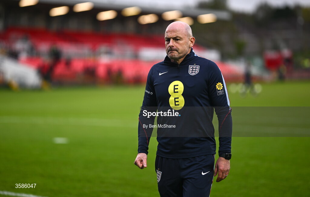 6 October 2026; England head coach Lee Carsley before the UEFA European U21 Championship qualifier match between the Republic of Ireland and England at Turner's Cross Stadium in Cork. Photo by Ben McShane/Sportsfile