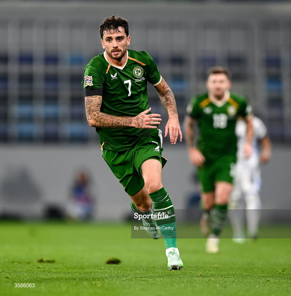 4 October 2026; Troy Parrott of Republic of Ireland during the UEFA Nations League B match between the Republic of Ireland and Israel at TSC Arena in Backa Topola, Serbia. Photo by Stephen McCarthy/Sportsfile