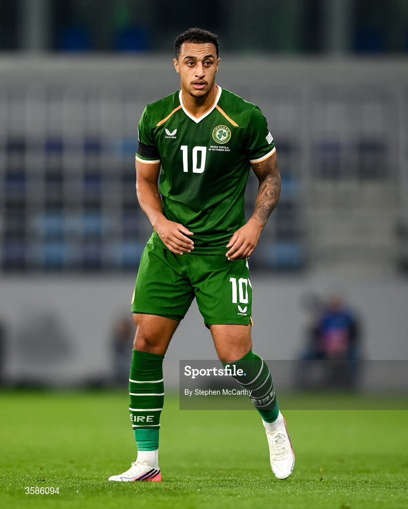 4 October 2026; Adam Idah of Republic of Ireland during the UEFA Nations League B match between the Republic of Ireland and Israel at TSC Arena in Backa Topola, Serbia. Photo by Stephen McCarthy/Sportsfile