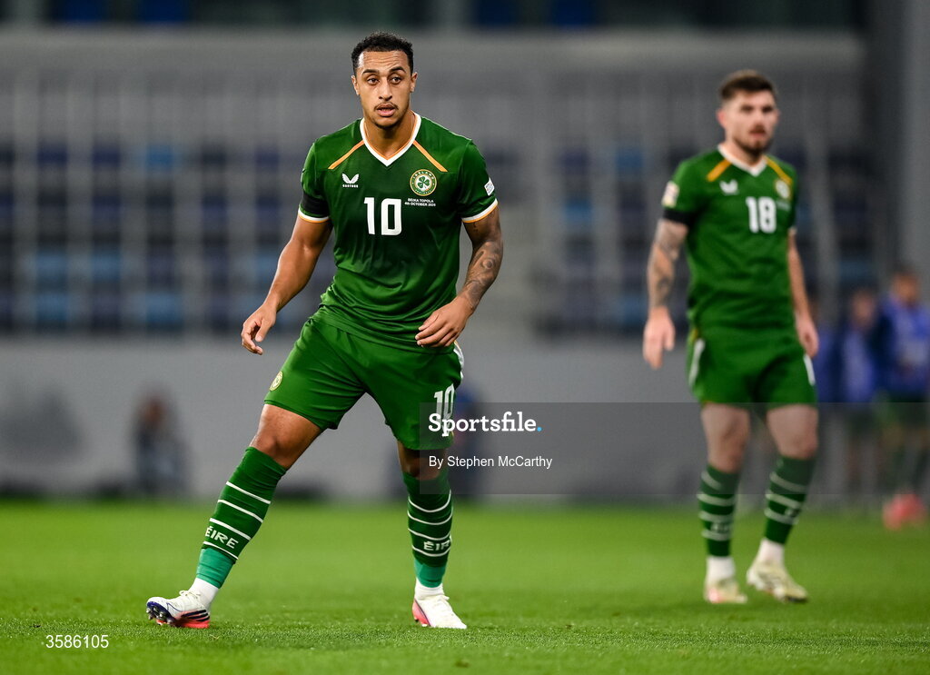 4 October 2026; Adam Idah of Republic of Ireland during the UEFA Nations League B match between the Republic of Ireland and Israel at TSC Arena in Backa Topola, Serbia. Photo by Stephen McCarthy/Sportsfile