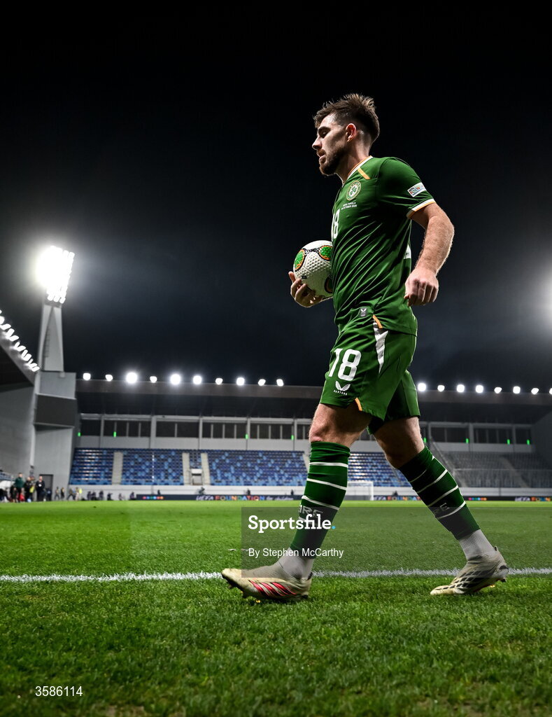 4 October 2026; Ryan Manning of Republic of Ireland during the UEFA Nations League B match between the Republic of Ireland and Israel at TSC Arena in Backa Topola, Serbia. Photo by Stephen McCarthy/Sportsfile