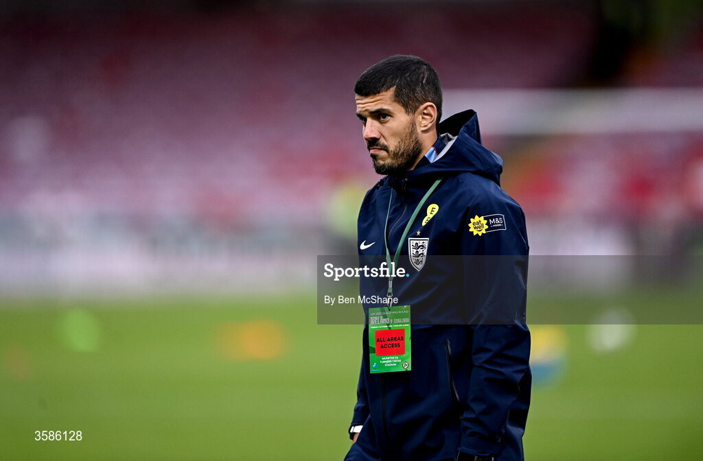 6 October 2026; England assistant coach Conor Coady before the UEFA European U21 Championship qualifier match between the Republic of Ireland and England at Turner's Cross Stadium in Cork. Photo by Ben McShane/Sportsfile