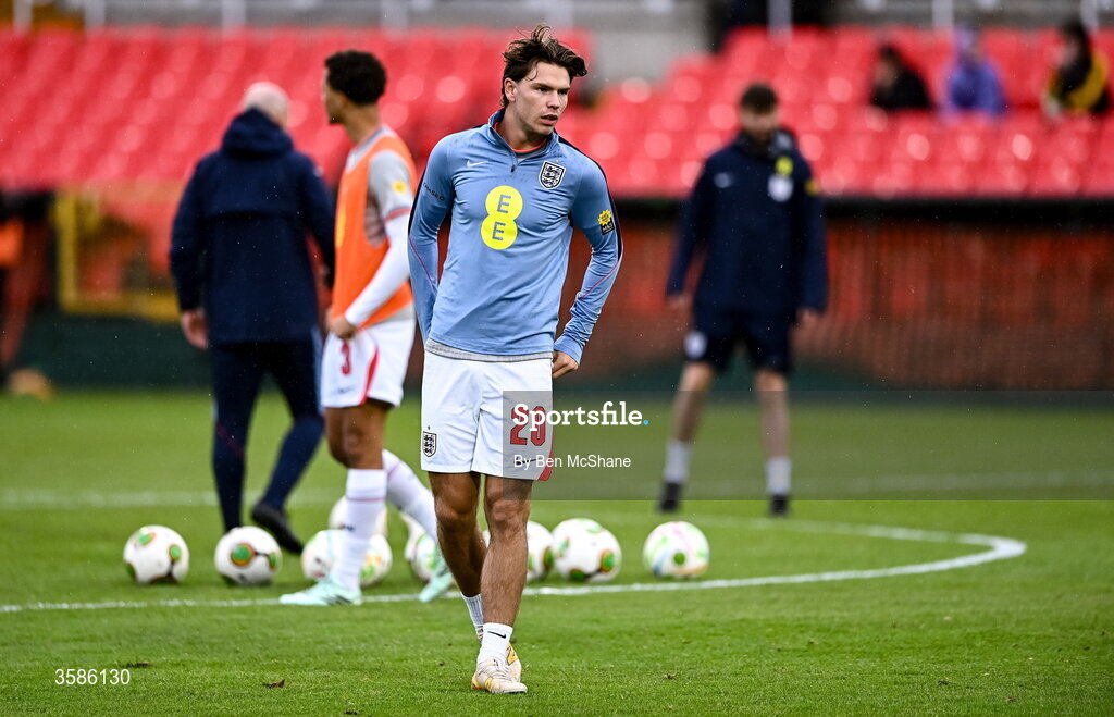 6 October 2026; Tyler Dibling of England before the UEFA European U21 Championship qualifier match between the Republic of Ireland and England at Turner's Cross Stadium in Cork. Photo by Ben McShane/Sportsfile