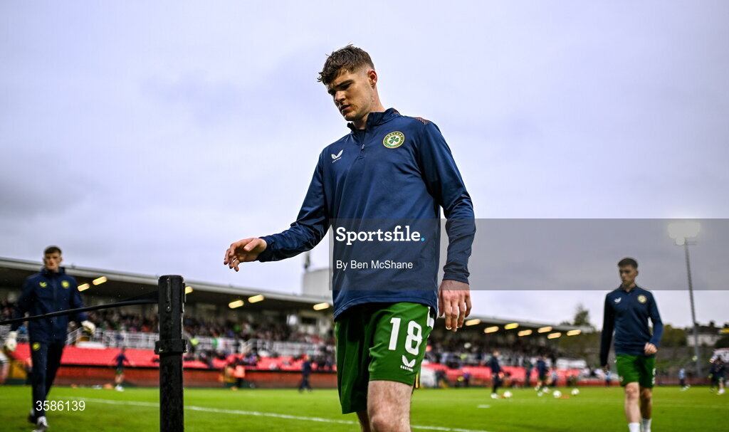 6 October 2026; Alex Murphy of Republic of Ireland before the UEFA European U21 Championship qualifier match between the Republic of Ireland and England at Turner's Cross Stadium in Cork. Photo by Ben McShane/Sportsfile