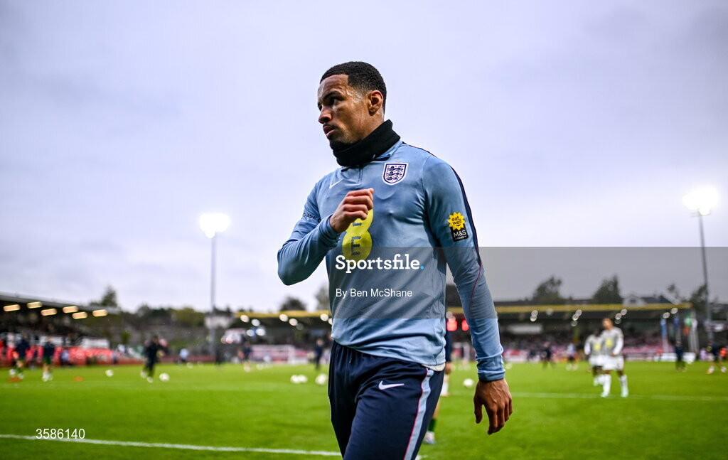 6 October 2026; Ethan Nwaneri of England during the UEFA European U21 Championship qualifier match between the Republic of Ireland and England at Turner's Cross Stadium in Cork. Photo by Ben McShane/Sportsfile