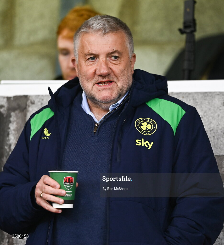 6 October 2026; FAI President Paul Cooke in attendance before the UEFA European U21 Championship qualifier match between the Republic of Ireland and England at Turner's Cross Stadium in Cork. Photo by Ben McShane/Sportsfile