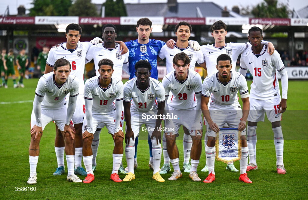 6 October 2026; The England team before the UEFA European U21 Championship qualifier match between the Republic of Ireland and England at Turner's Cross Stadium in Cork. Photo by Ben McShane/Sportsfile