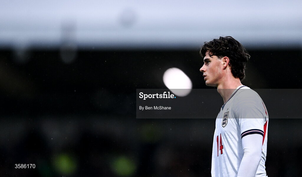 6 October 2026; Archie Gray of England during the UEFA European U21 Championship qualifier match between the Republic of Ireland and England at Turner's Cross Stadium in Cork. Photo by Ben McShane/Sportsfile