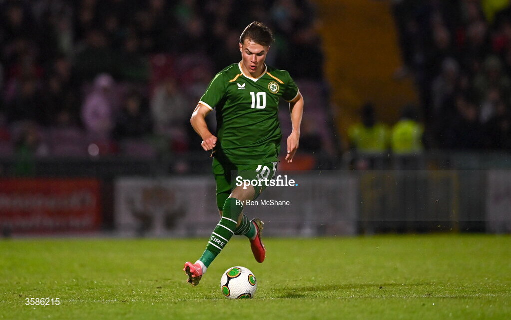 6 October 2026; Grady McDonnell of Republic of Ireland during the UEFA European U21 Championship qualifier match between the Republic of Ireland and England at Turner's Cross Stadium in Cork. Photo by Ben McShane/Sportsfile