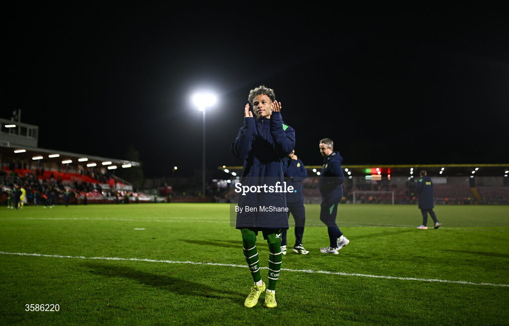 6 October 2026; Trent Kone-Doherty of Republic of Ireland after the UEFA European U21 Championship qualifier match between the Republic of Ireland and England at Turner's Cross Stadium in Cork. Photo by Ben McShane/Sportsfile