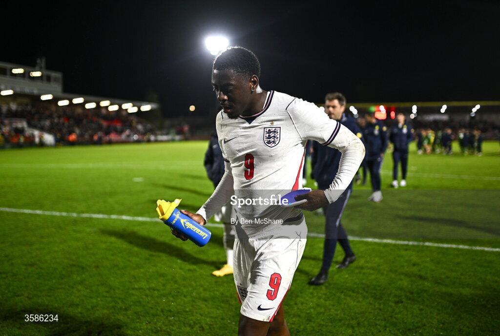6 October 2026; Divin Mubama of England after the UEFA European U21 Championship qualifier match between the Republic of Ireland and England at Turner's Cross Stadium in Cork. Photo by Ben McShane/Sportsfile