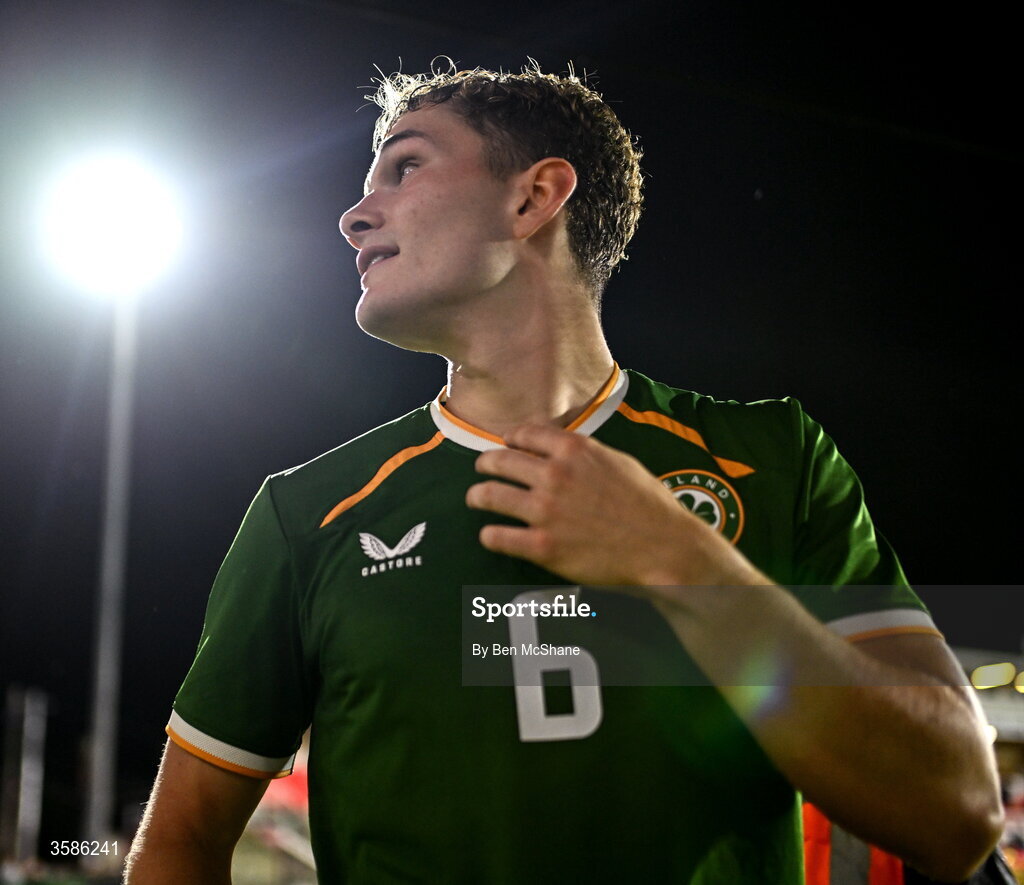 6 October 2026; Jacob Devaney of Republic of Ireland after the UEFA European U21 Championship qualifier match between the Republic of Ireland and England at Turner's Cross Stadium in Cork. Photo by Ben McShane/Sportsfile