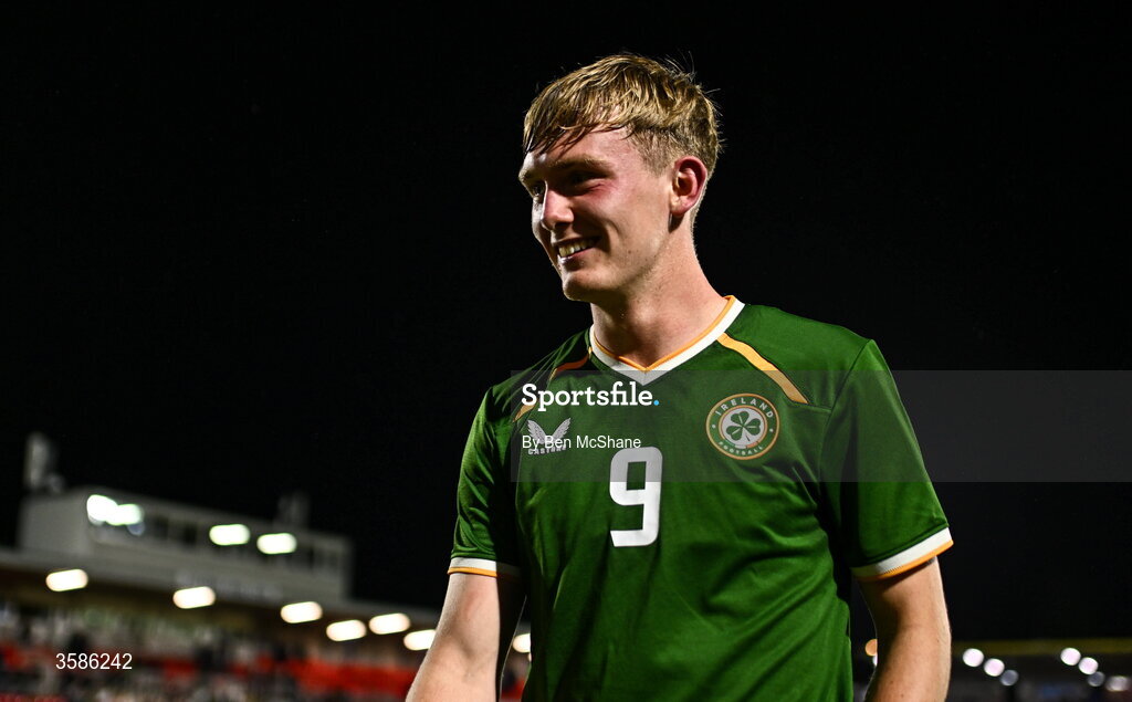 6 October 2026; Michael Noonan of Republic of Ireland after the UEFA European U21 Championship qualifier match between the Republic of Ireland and England at Turner's Cross Stadium in Cork. Photo by Ben McShane/Sportsfile