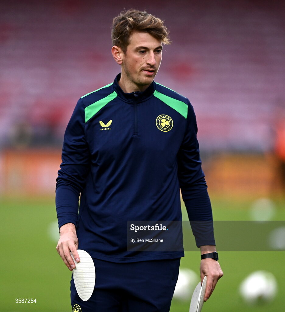 6 October 2026; Republic of Ireland physical performance coach Colm Kavanagh before the UEFA European U21 Championship qualifier match between the Republic of Ireland and England at Turner's Cross Stadium in Cork. Photo by Ben McShane/Sportsfile