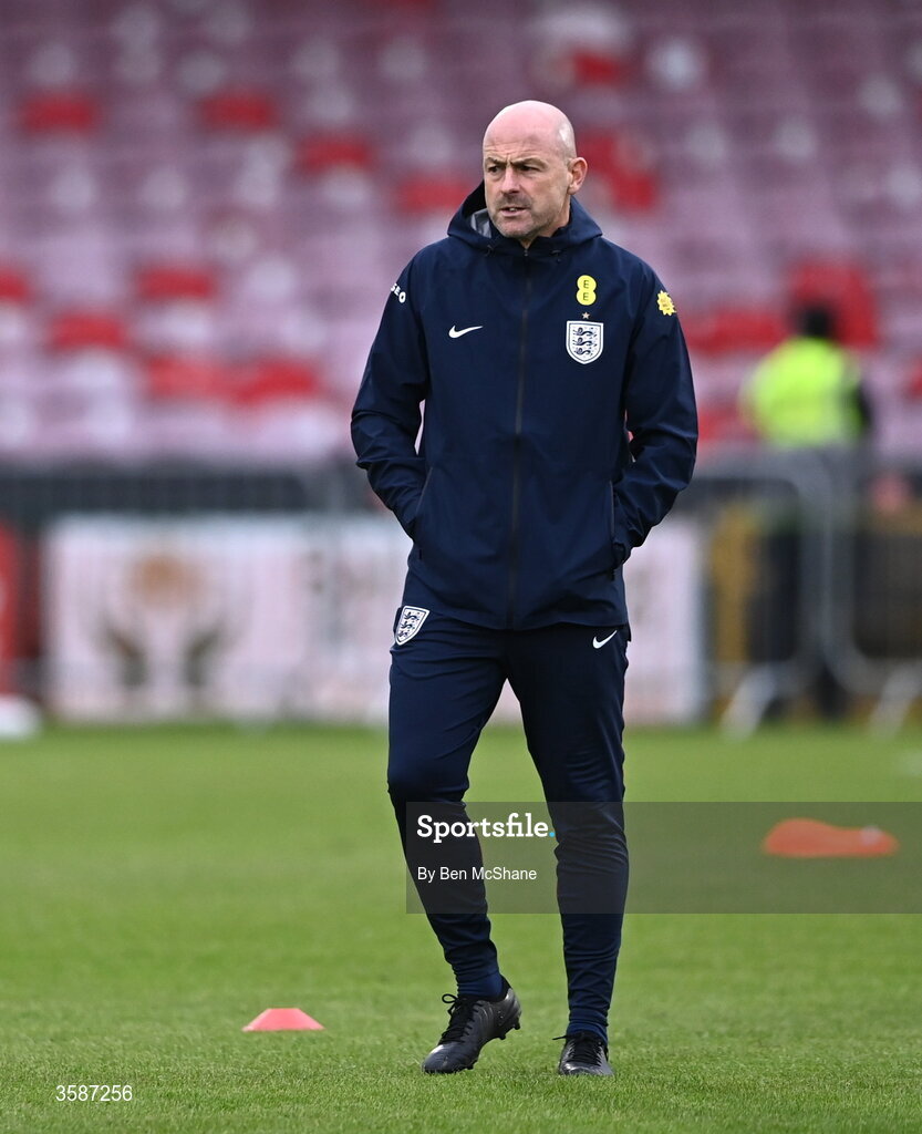 6 October 2026; England head coach Lee Carsley before the UEFA European U21 Championship qualifier match between the Republic of Ireland and England at Turner's Cross Stadium in Cork. Photo by Ben McShane/Sportsfile