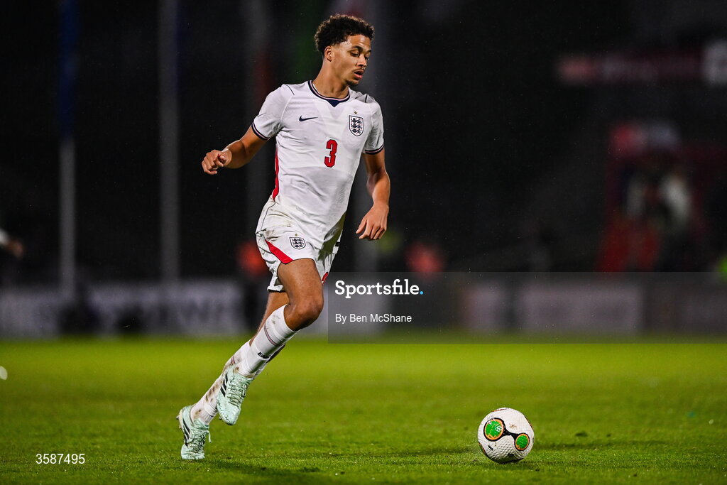 6 October 2026; Max Alleyne of England during the UEFA European U21 Championship qualifier match between the Republic of Ireland and England at Turner's Cross Stadium in Cork. Photo by Ben McShane/Sportsfile
