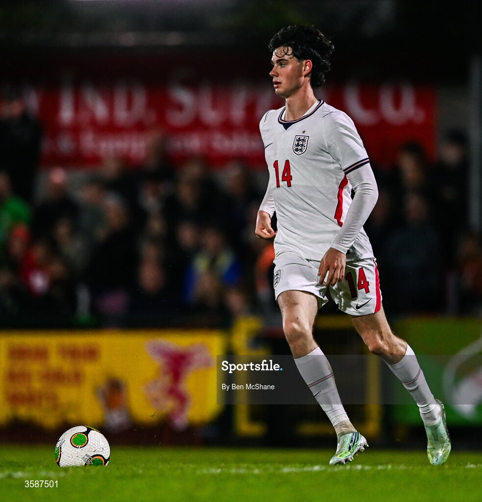 6 October 2026; Archie Gray of England during the UEFA European U21 Championship qualifier match between the Republic of Ireland and England at Turner's Cross Stadium in Cork. Photo by Ben McShane/Sportsfile