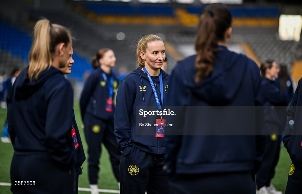 9 October 2026; Republic of Ireland goalkeeper Sophie Whitehouse before the 2027 FIFA Women’s World Cup qualifying round 1 play-off first leg match between Kazakhstan and the Republic of Ireland at Astana Arena in Kazakhstan. Photo by Shauna Clinton/Sportsfile