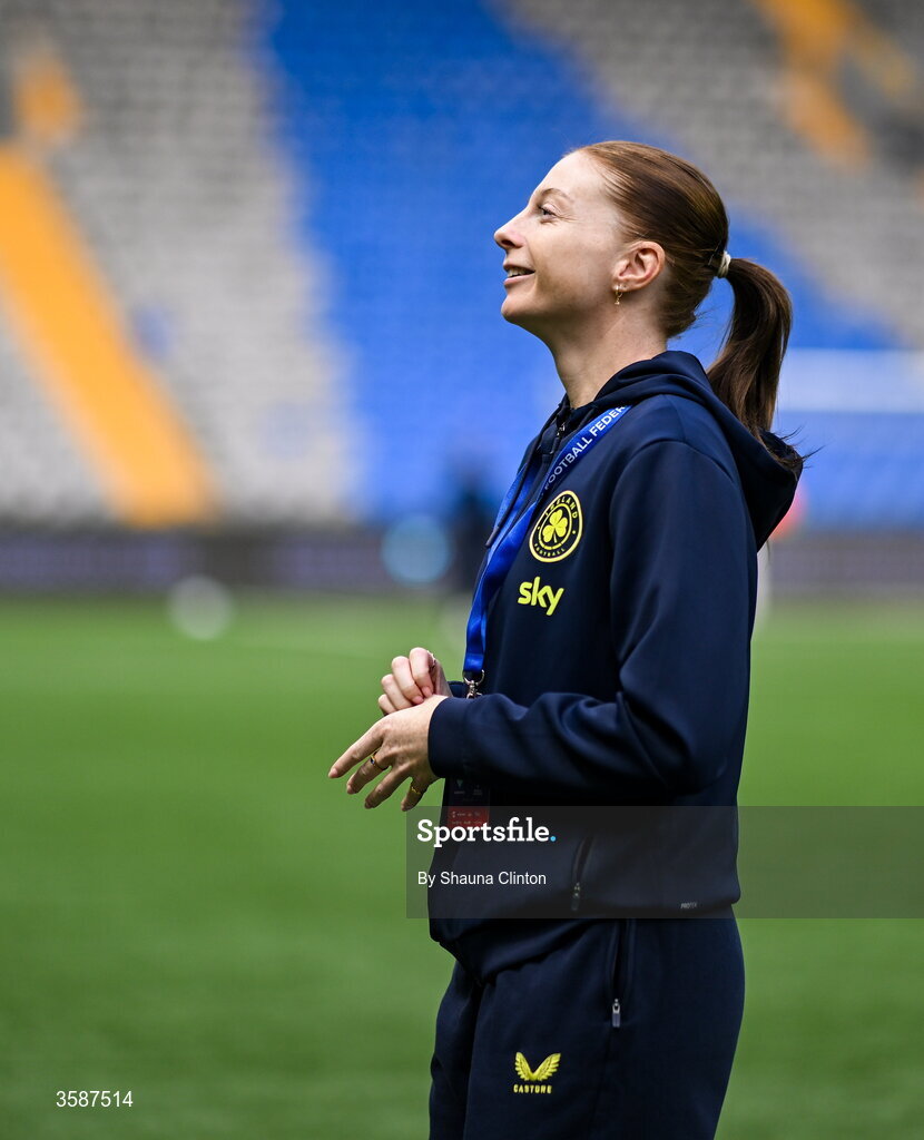9 October 2026; Hayley Nolan of Republic of Ireland before the 2027 FIFA Women’s World Cup qualifying round 1 play-off first leg match between Kazakhstan and the Republic of Ireland at Astana Arena in Kazakhstan. Photo by Shauna Clinton/Sportsfile