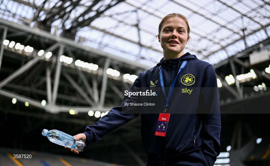 9 October 2026; Emily Murphy of Republic of Ireland before the 2027 FIFA Women’s World Cup qualifying round 1 play-off first leg match between Kazakhstan and the Republic of Ireland at Astana Arena in Kazakhstan. Photo by Shauna Clinton/Sportsfile