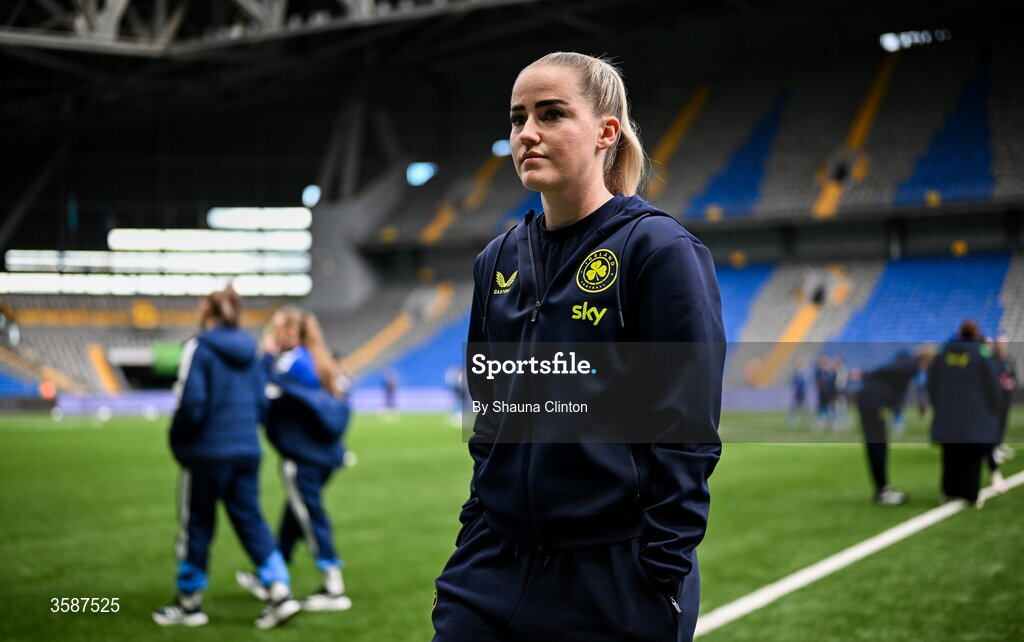 9 October 2026; Jessie Stapleton of Republic of Ireland before the 2027 FIFA Women’s World Cup qualifying round 1 play-off first leg match between Kazakhstan and the Republic of Ireland at Astana Arena in Kazakhstan. Photo by Shauna Clinton/Sportsfile