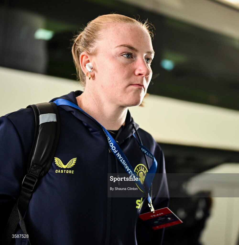 9 October 2026; Republic of Ireland goalkeeper Courtney Brosnan before the 2027 FIFA Women’s World Cup qualifying round 1 play-off first leg match between Kazakhstan and the Republic of Ireland at Astana Arena in Kazakhstan. Photo by Shauna Clinton/Sportsfile