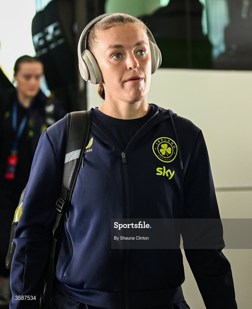 9 October 2026; Caitlin Hayes of Republic of Ireland before the 2027 FIFA Women’s World Cup qualifying round 1 play-off first leg match between Kazakhstan and the Republic of Ireland at Astana Arena in Kazakhstan. Photo by Shauna Clinton/Sportsfile