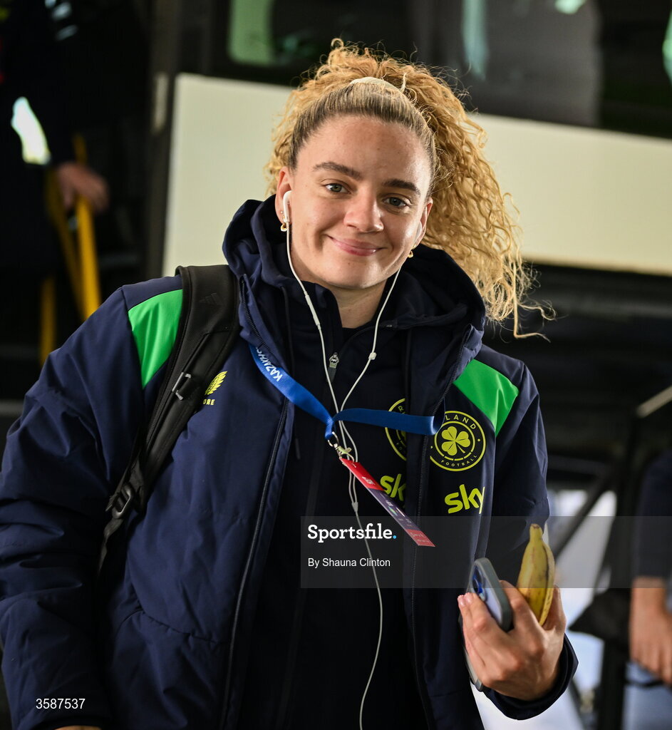 9 October 2026; Leanne Kiernan of Republic of Ireland before the 2027 FIFA Women’s World Cup qualifying round 1 play-off first leg match between Kazakhstan and the Republic of Ireland at Astana Arena in Kazakhstan. Photo by Shauna Clinton/Sportsfile