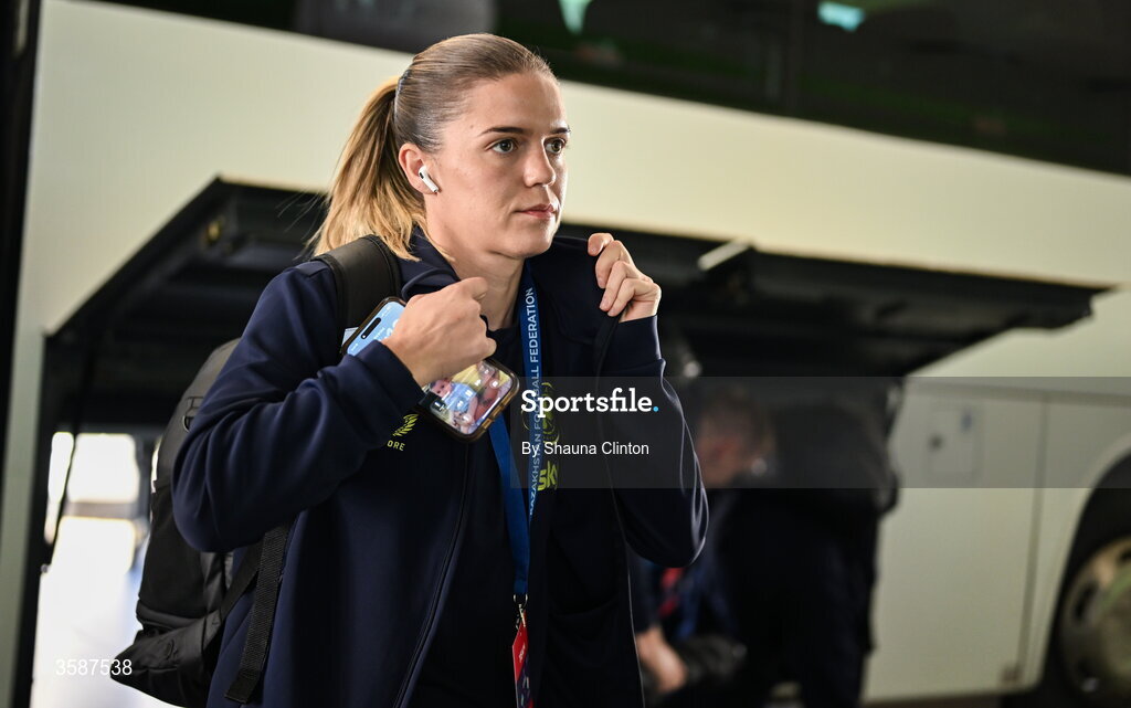9 October 2026; Jamie Finn of Republic of Ireland before the 2027 FIFA Women’s World Cup qualifying round 1 play-off first leg match between Kazakhstan and the Republic of Ireland at Astana Arena in Kazakhstan. Photo by Shauna Clinton/Sportsfile