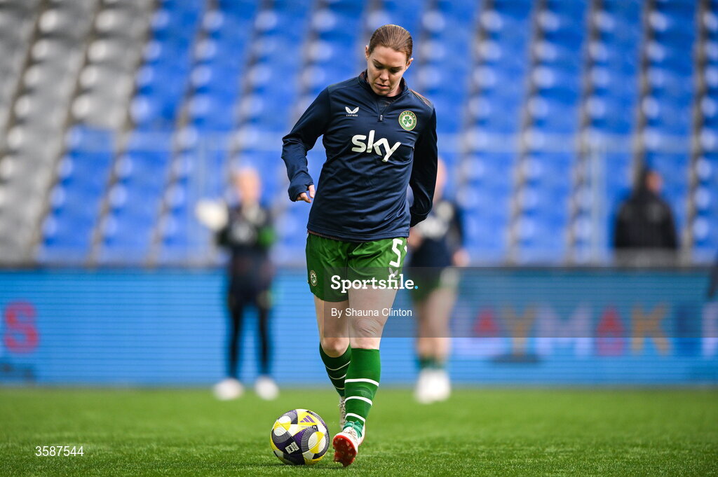 9 October 2026; Aoife Mannion of Republic of Ireland before the 2027 FIFA Women’s World Cup qualifying round 1 play-off first leg match between Kazakhstan and the Republic of Ireland at Astana Arena in Kazakhstan. Photo by Shauna Clinton/Sportsfile