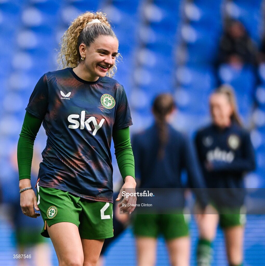 9 October 2026; Leanne Kiernan of Republic of Ireland before the 2027 FIFA Women’s World Cup qualifying round 1 play-off first leg match between Kazakhstan and the Republic of Ireland at Astana Arena in Kazakhstan. Photo by Shauna Clinton/Sportsfile