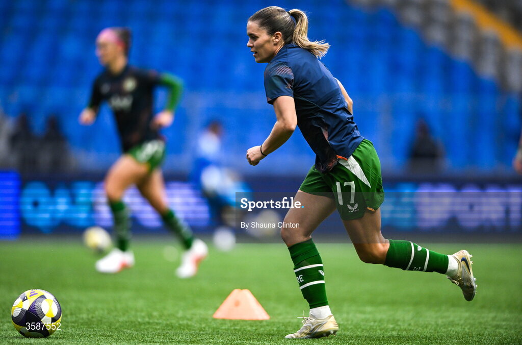 9 October 2026; Jamie Finn of Republic of Ireland before the 2027 FIFA Women’s World Cup qualifying round 1 play-off first leg match between Kazakhstan and the Republic of Ireland at Astana Arena in Kazakhstan. Photo by Shauna Clinton/Sportsfile