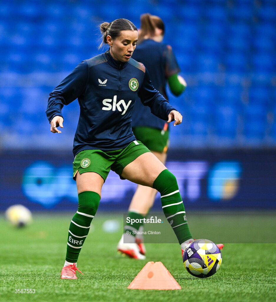 9 October 2026; Shanade Hopcroft of Republic of Ireland before the 2027 FIFA Women’s World Cup qualifying round 1 play-off first leg match between Kazakhstan and the Republic of Ireland at Astana Arena in Kazakhstan. Photo by Shauna Clinton/Sportsfile