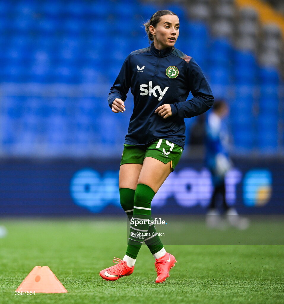 9 October 2026; Shanade Hopcroft of Republic of Ireland before the 2027 FIFA Women’s World Cup qualifying round 1 play-off first leg match between Kazakhstan and the Republic of Ireland at Astana Arena in Kazakhstan. Photo by Shauna Clinton/Sportsfile