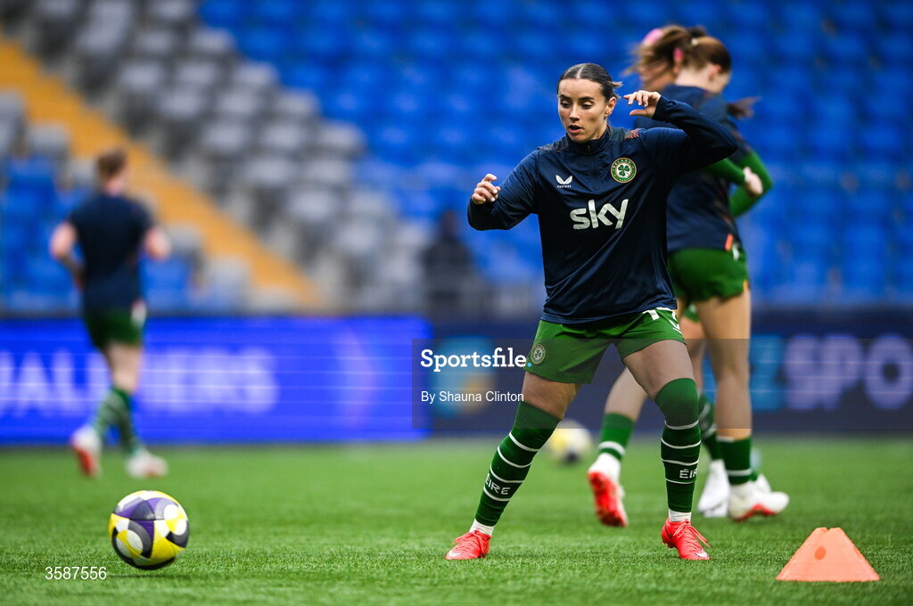 9 October 2026; Shanade Hopcroft of Republic of Ireland before the 2027 FIFA Women’s World Cup qualifying round 1 play-off first leg match between Kazakhstan and the Republic of Ireland at Astana Arena in Kazakhstan. Photo by Shauna Clinton/Sportsfile