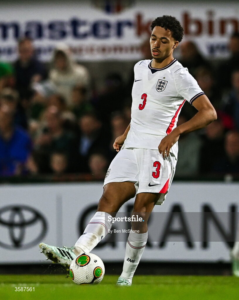 6 October 2026; Max Alleyne of England during the UEFA European U21 Championship qualifier match between the Republic of Ireland and England at Turner's Cross Stadium in Cork. Photo by Ben McShane/Sportsfile