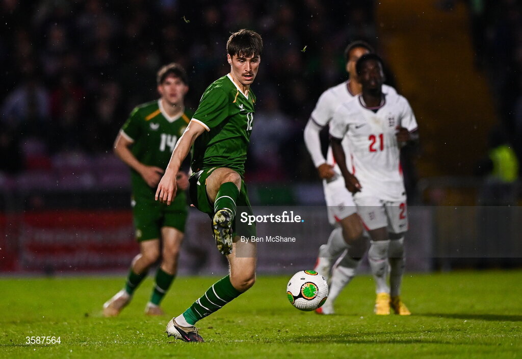 6 October 2026; Cathal McCarthy of Republic of Ireland during the UEFA European U21 Championship qualifier match between the Republic of Ireland and England at Turner's Cross Stadium in Cork. Photo by Ben McShane/Sportsfile