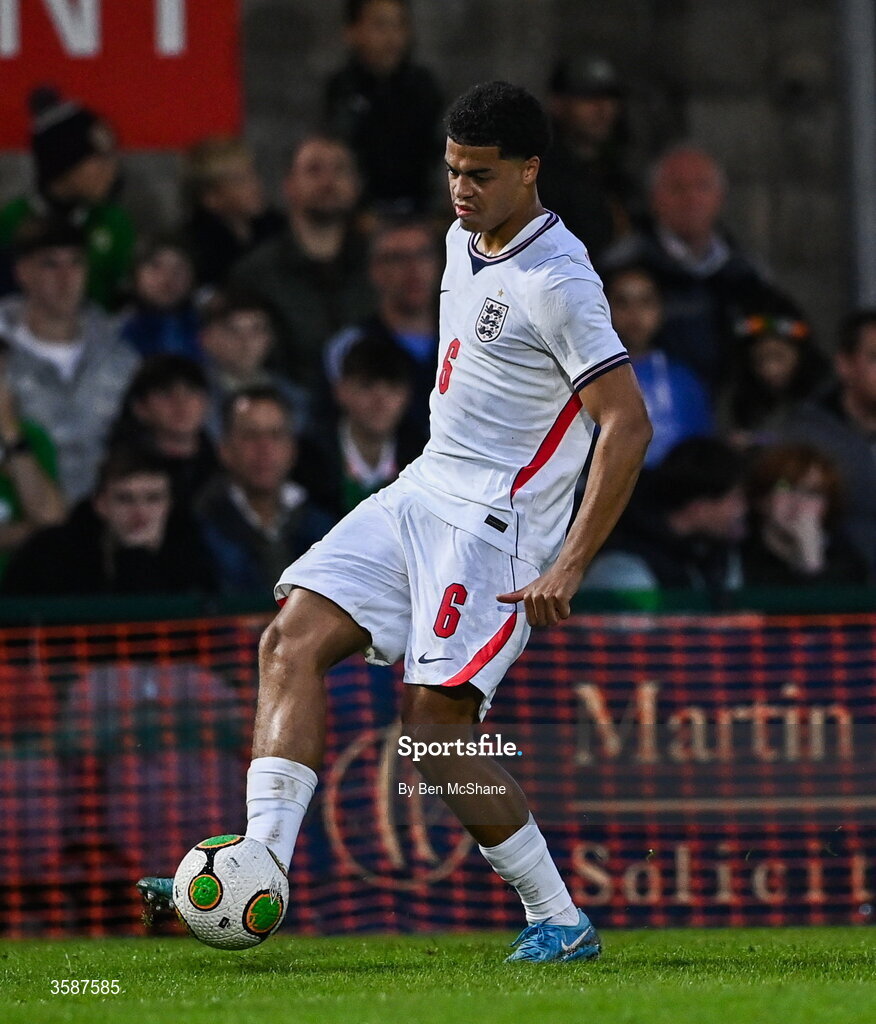 6 October 2026; Jahmai Simpson-Pusey of England during the UEFA European U21 Championship qualifier match between the Republic of Ireland and England at Turner's Cross Stadium in Cork. Photo by Ben McShane/Sportsfile