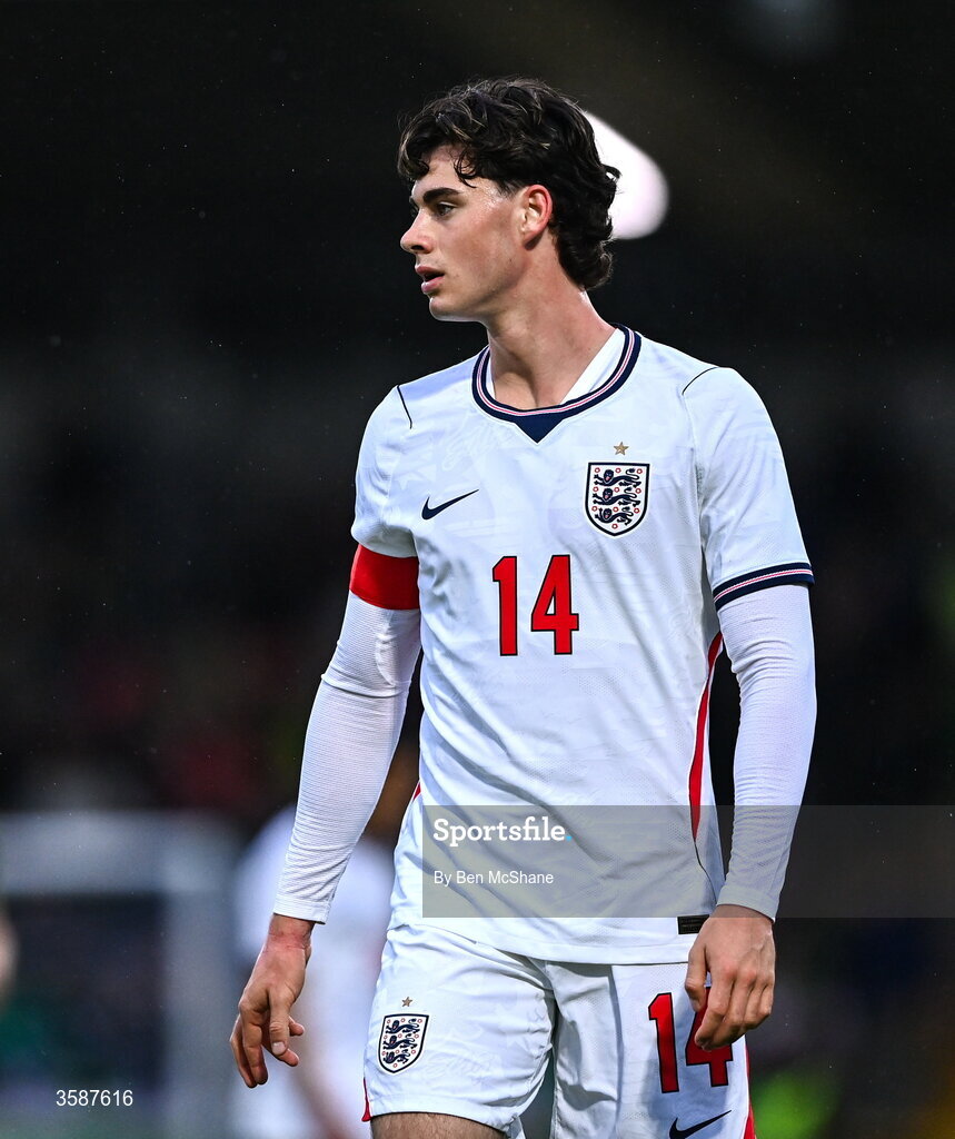 6 October 2026; Archie Gray of England during the UEFA European U21 Championship qualifier match between the Republic of Ireland and England at Turner's Cross Stadium in Cork. Photo by Ben McShane/Sportsfile