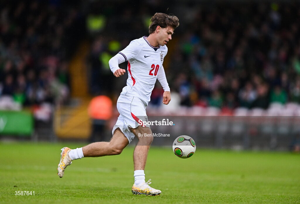 6 October 2026; Tyler Dibling of England during the UEFA European U21 Championship qualifier match between the Republic of Ireland and England at Turner's Cross Stadium in Cork. Photo by Ben McShane/Sportsfile