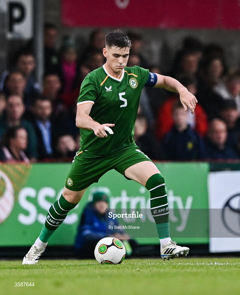 6 October 2026; Sean Grehan of Republic of Ireland during the UEFA European U21 Championship qualifier match between the Republic of Ireland and England at Turner's Cross Stadium in Cork. Photo by Ben McShane/Sportsfile