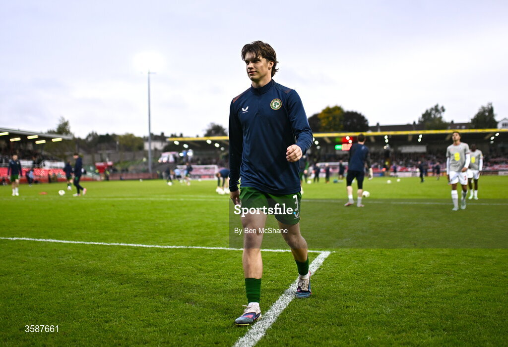 6 October 2026; Conor McManus of Republic of Ireland before the UEFA European U21 Championship qualifier match between the Republic of Ireland and England at Turner's Cross Stadium in Cork. Photo by Ben McShane/Sportsfile
